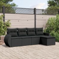 vidaXL 5-tlg. Garten-Sofagarnitur mit Kissen Schwarz Poly...