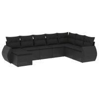 vidaXL 8-tlg. Garten-Sofagarnitur mit Kissen Schwarz Poly Rattan