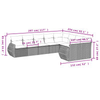 vidaXL 9-tlg. Garten-Sofagarnitur mit Kissen Beige Poly Rattan