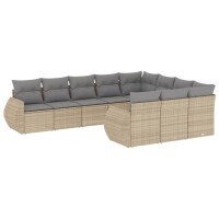 vidaXL 10-tlg. Garten-Sofagarnitur mit Kissen Beige Poly...