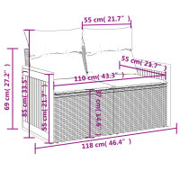 vidaXL 5-tlg. Garten-Sofagarnitur mit Kissen Beige Poly Rattan