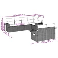 vidaXL 7-tlg. Garten-Sofagarnitur mit Kissen Schwarz Poly Rattan