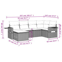 vidaXL 6-tlg. Garten-Sofagarnitur mit Kissen Beige Poly Rattan