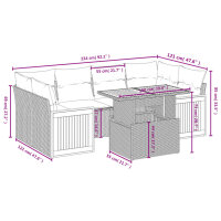 vidaXL 7-tlg. Garten-Sofagarnitur mit Kissen Schwarz Poly Rattan