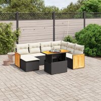 vidaXL 8-tlg. Garten-Sofagarnitur mit Kissen Schwarz Poly Rattan