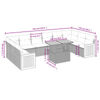 vidaXL 11-tlg. Garten-Sofagarnitur mit Kissen Schwarz Poly Rattan