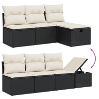 vidaXL 8-tlg. Garten-Sofagarnitur mit Kissen Schwarz Poly Rattan