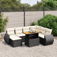 vidaXL 8-tlg. Garten-Sofagarnitur mit Kissen Schwarz Poly Rattan