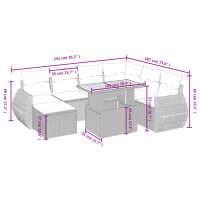 vidaXL 8-tlg. Garten-Sofagarnitur mit Kissen Schwarz Poly Rattan