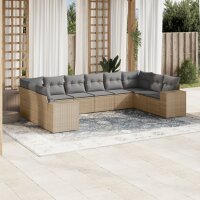 vidaXL 10-tlg. Garten-Sofagarnitur mit Kissen Beige Poly...