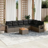 vidaXL 8-tlg. Garten-Sofagarnitur mit Kissen Grau Poly Rattan