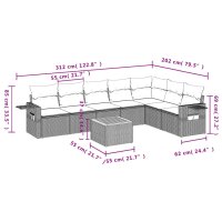 vidaXL 8-tlg. Garten-Sofagarnitur mit Kissen Grau Poly Rattan