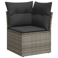 vidaXL 11-tlg. Garten-Sofagarnitur mit Kissen Grau Poly Rattan