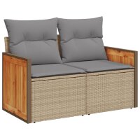 vidaXL 4-tlg. Garten-Sofagarnitur mit Kissen Beige Poly Rattan