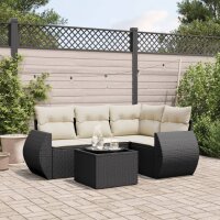 vidaXL 5-tlg. Garten-Sofagarnitur mit Kissen Schwarz Poly Rattan