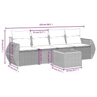 vidaXL 5-tlg. Garten-Sofagarnitur mit Kissen Grau Poly Rattan