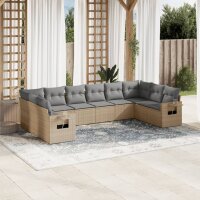 vidaXL 10-tlg. Garten-Sofagarnitur mit Kissen Beige Poly...