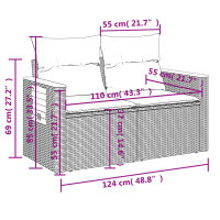 vidaXL 9-tlg. Garten-Sofagarnitur mit Kissen Schwarz Poly Rattan