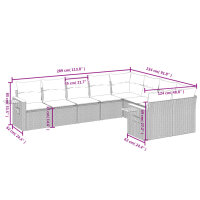 vidaXL 9-tlg. Garten-Sofagarnitur mit Kissen Schwarz Poly Rattan