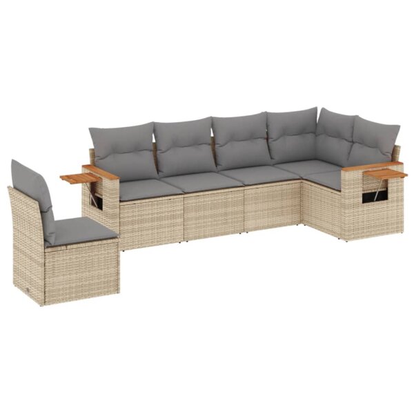 vidaXL 6-tlg. Garten-Sofagarnitur mit Kissen Beige Poly Rattan