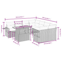 vidaXL 8-tlg. Garten-Sofagarnitur mit Kissen Schwarz Poly Rattan