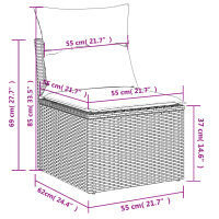 vidaXL 9-tlg. Garten-Sofagarnitur mit Kissen Schwarz Poly Rattan