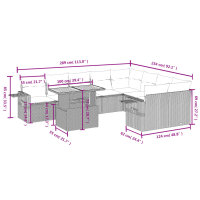 vidaXL 10-tlg. Garten-Sofagarnitur mit Kissen Schwarz Poly Rattan