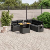 vidaXL 7-tlg. Garten-Sofagarnitur mit Kissen Schwarz Poly Rattan