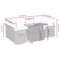 vidaXL 7-tlg. Garten-Sofagarnitur mit Kissen Schwarz Poly Rattan