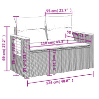 vidaXL 6-tlg. Garten-Sofagarnitur mit Kissen Schwarz Poly Rattan