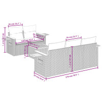 vidaXL 6-tlg. Garten-Sofagarnitur mit Kissen Schwarz Poly Rattan