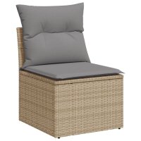 vidaXL 6-tlg. Garten-Sofagarnitur mit Kissen Beige Poly Rattan