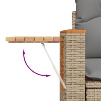 vidaXL 6-tlg. Garten-Sofagarnitur mit Kissen Beige Poly Rattan