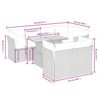 vidaXL 8-tlg. Garten-Sofagarnitur mit Kissen Schwarz Poly Rattan