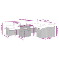 vidaXL 10-tlg. Garten-Sofagarnitur mit Kissen Schwarz Poly Rattan