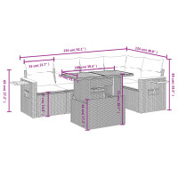 vidaXL 6-tlg. Garten-Sofagarnitur mit Kissen Schwarz Poly Rattan