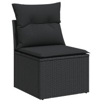 vidaXL 8-tlg. Garten-Sofagarnitur mit Kissen Schwarz Poly Rattan