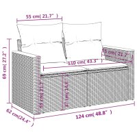 vidaXL 8-tlg. Garten-Sofagarnitur mit Kissen Schwarz Poly Rattan