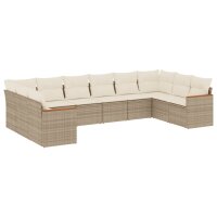 vidaXL 10-tlg. Garten-Sofagarnitur mit Kissen Beige Poly...