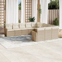 vidaXL 11-tlg. Garten-Sofagarnitur mit Kissen Beige Poly...