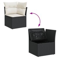 vidaXL 6-tlg. Garten-Sofagarnitur mit Kissen Schwarz Poly Rattan