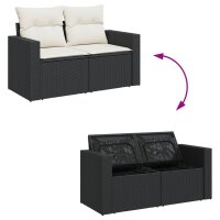 vidaXL 6-tlg. Garten-Sofagarnitur mit Kissen Schwarz Poly Rattan