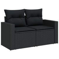 vidaXL 8-tlg. Garten-Sofagarnitur mit Kissen Schwarz Poly Rattan