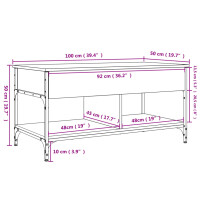 vidaXL Couchtisch Sonoma-Eiche 100x50x50 cm Holzwerkstoff und Metall