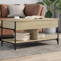 vidaXL Couchtisch Sonoma-Eiche 100x50x50 cm Holzwerkstoff und Metall