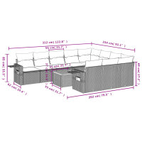 vidaXL 11-tlg. Garten-Sofagarnitur mit Kissen Schwarz Poly Rattan