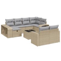 vidaXL 11-tlg. Garten-Sofagarnitur mit Kissen Beige Poly...