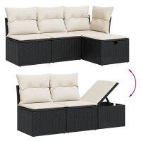 vidaXL 11-tlg. Garten-Sofagarnitur mit Kissen Schwarz Poly Rattan