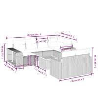 vidaXL 11-tlg. Garten-Sofagarnitur mit Kissen Schwarz Poly Rattan