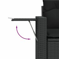 vidaXL 3-tlg. Garten-Sofagarnitur mit Kissen Schwarz Poly Rattan